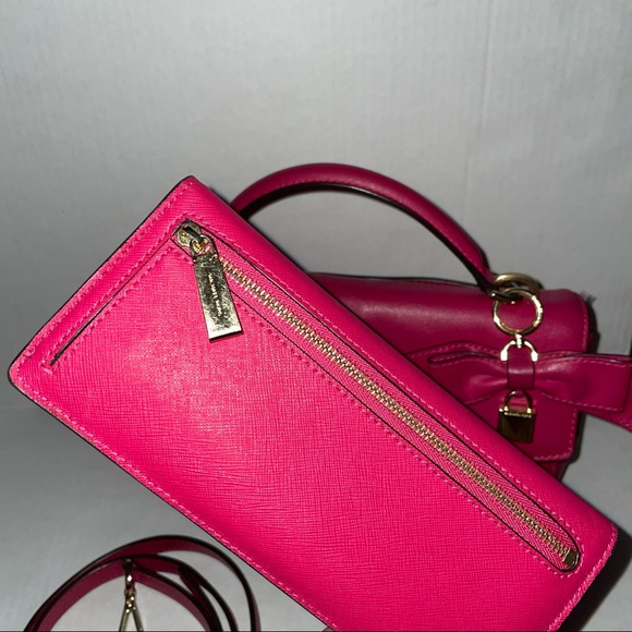 Michael Kors Ultra Pink Leather Sm Ava Top Crossbody Bag and Wallet - Picture 5 of 8